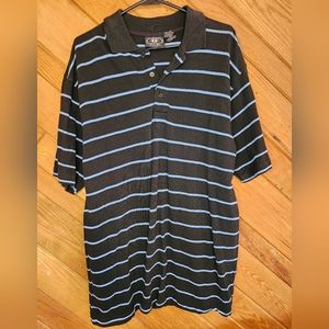 Profile brand two tone blue striped short sleeved medium cotton polo shirt